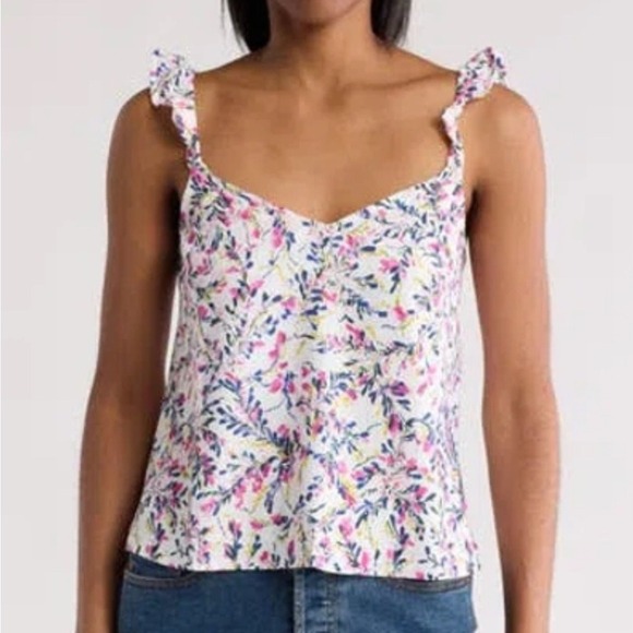 French Connection Tops - French Connection Breya Eltan Ruffle Tank‎ Top Summer White Floral Large